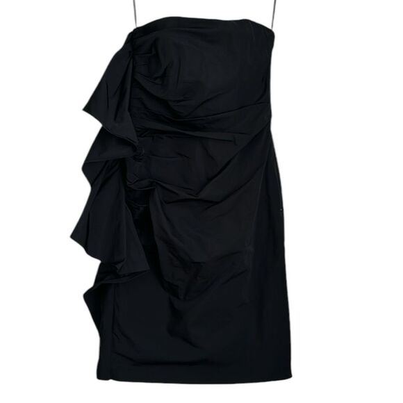 LIDA BADAY Women’s Gathered Strapless Silk Blend Black Cocktail Mini Dress Sz. 4 - Picture 1 of 11